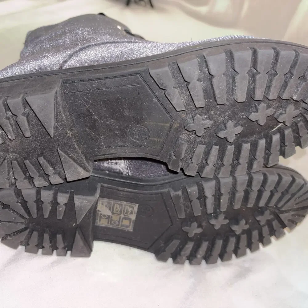 Rihanna Grey Velvet Combat 90's Fashion Boots by Mossimo Supply Co Women's 6.5